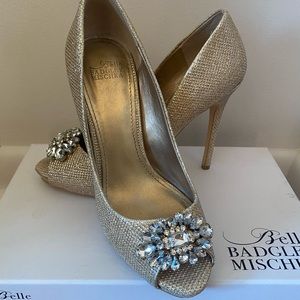 Belle by Badgley Mischka gold heels